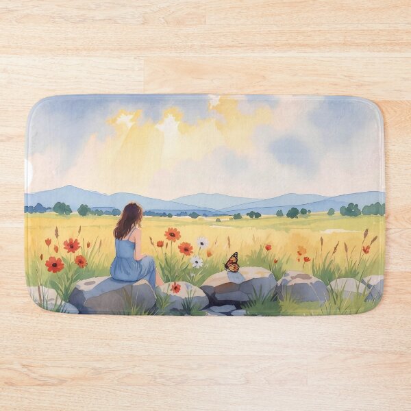 Item preview, Summer Solitude: Watercolor Meadow and Butterfly Art designed and sold by Serene Strokes Art.