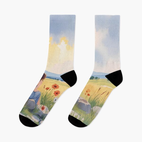 Item preview, Summer Solitude: Watercolor Meadow and Butterfly Art designed and sold by Serene Strokes Art.