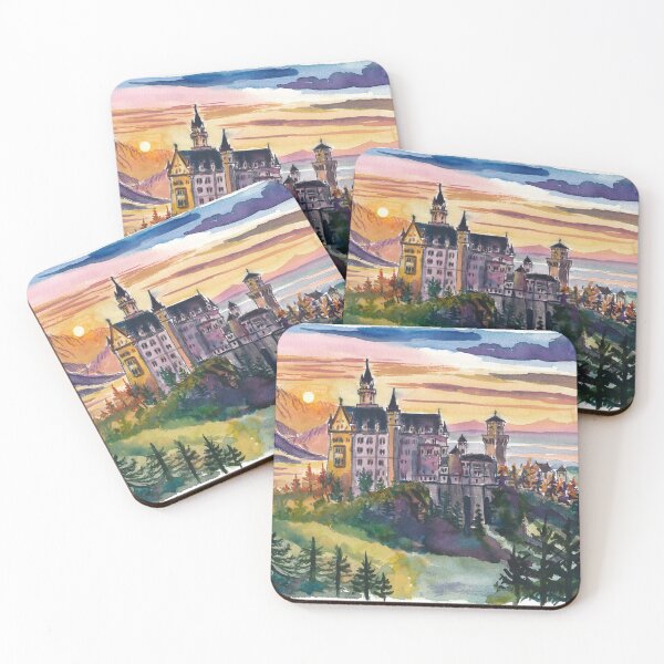 Item preview, Neuschwanstein Castle in Fairy Tale Evening Light designed and sold by artshop77.