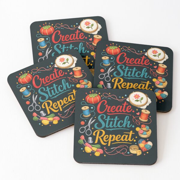 Item preview, Create Stitch Repeat – Colorful Sewing & Craft Lover Design designed and sold by blankTeeShirt.