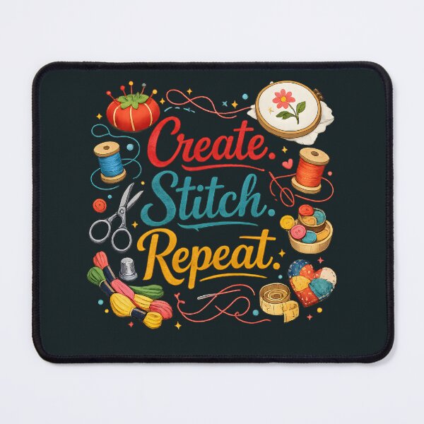 Item preview, Create Stitch Repeat – Colorful Sewing & Craft Lover Design designed and sold by blankTeeShirt.