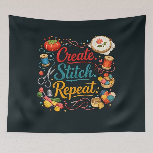 Item preview, Create Stitch Repeat – Colorful Sewing & Craft Lover Design designed and sold by blankTeeShirt.