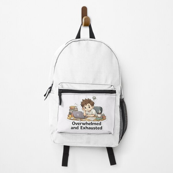 Item preview, Overwhelmed and Exhausted Student Sticker Funny Relatable Aesthetic designed and sold by Lovely5616.