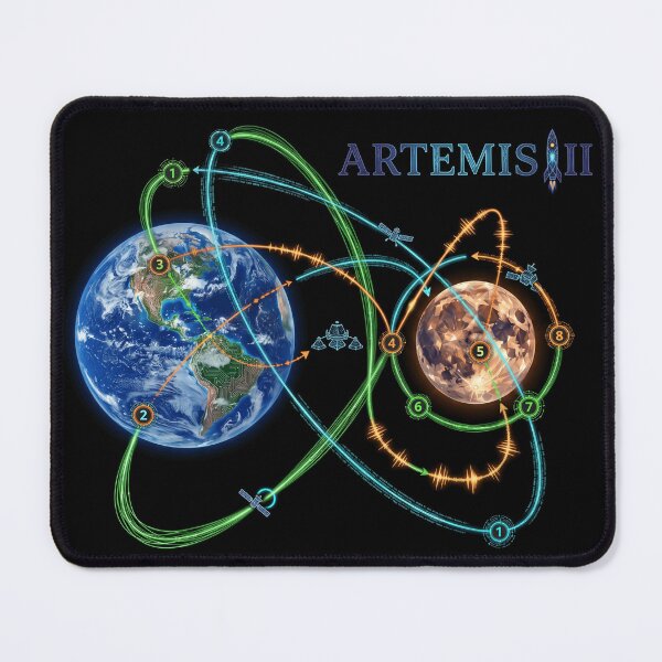 Item preview, Artemis 2 - Lunar Mission Trajectory Earth to Moon Journey Diagram designed and sold by Bongocomic.