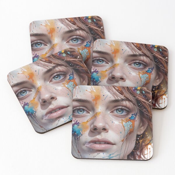 Item preview, Chromatic Soul: Vibrant Paint Splatter Portrait designed and sold by Serene Strokes Art.