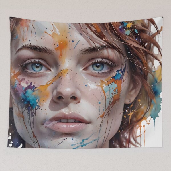 Item preview, Chromatic Soul: Vibrant Paint Splatter Portrait designed and sold by Serene Strokes Art.