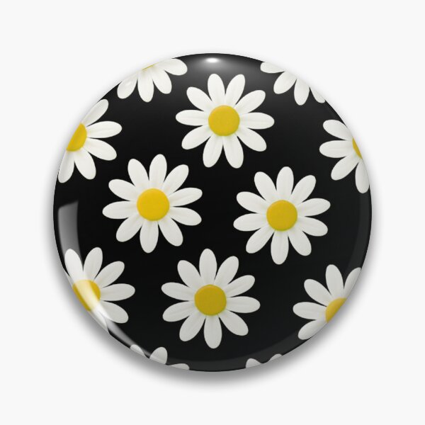 Artikelvorschau, Weißes Gänseblümchenmuster auf schwarzem Hintergrund – kräftiger Kontrast im floralen Design entworfen und verkauft von daila70.