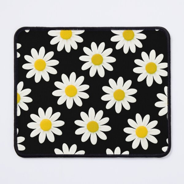 Item preview, White Daisy Pattern on Black Background Bold Contrast Floral Design designed and sold by daila70.