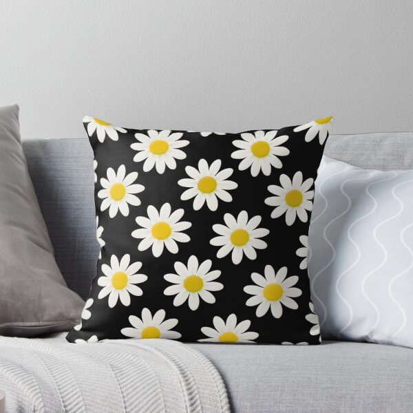 Item preview, White Daisy Pattern on Black Background Bold Contrast Floral Design designed and sold by daila70.