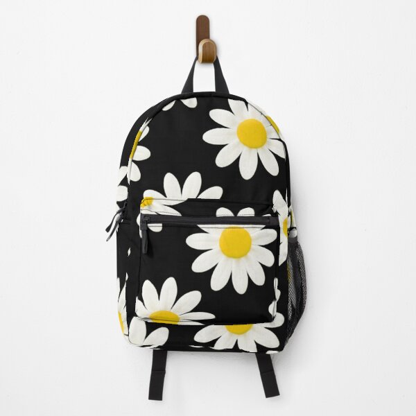 Item preview, White Daisy Pattern on Black Background Bold Contrast Floral Design designed and sold by daila70.