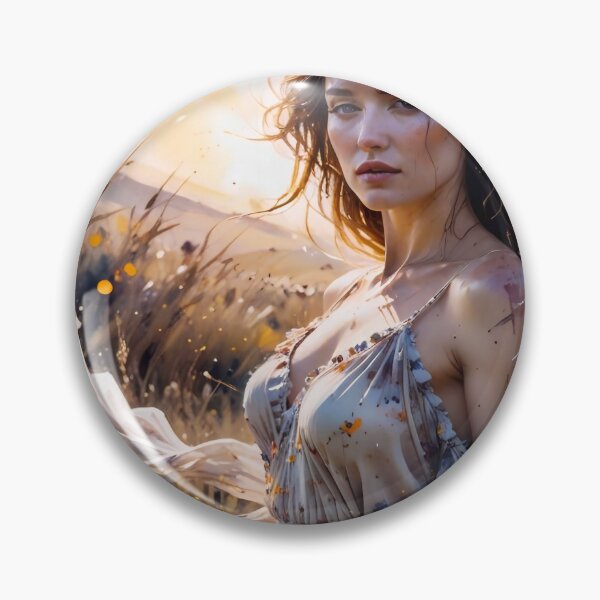 Item preview, Golden Field Muse: Ethereal Sun-Drenched Portrait designed and sold by Serene Strokes Art.