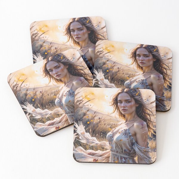 Item preview, Golden Field Muse: Ethereal Sun-Drenched Portrait designed and sold by Serene Strokes Art.
