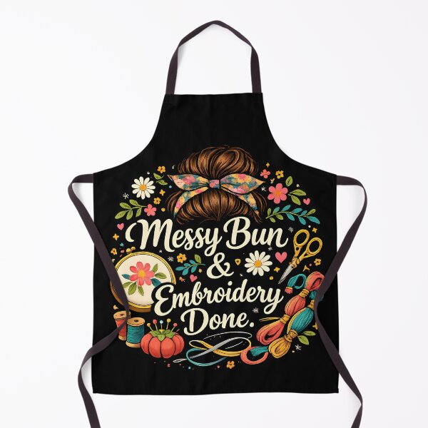 Item preview, Messy Bun & Embroidery Life – Cute Floral Craft Lover Design designed and sold by blankTeeShirt.