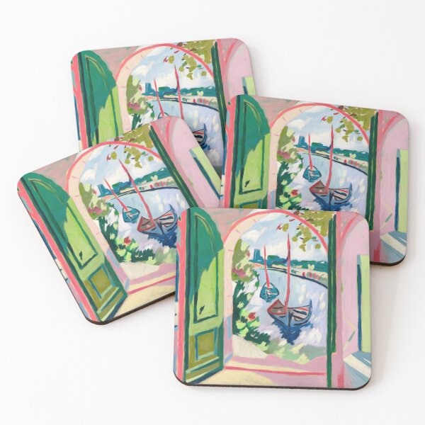 Item preview, French Coastal Window View – Boats on Water designed and sold by CARRAANN.