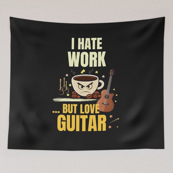Item preview, I Hate Work But Love Guitar Funny Music Lover Vintage Design designed and sold by Joyful-Pixel.