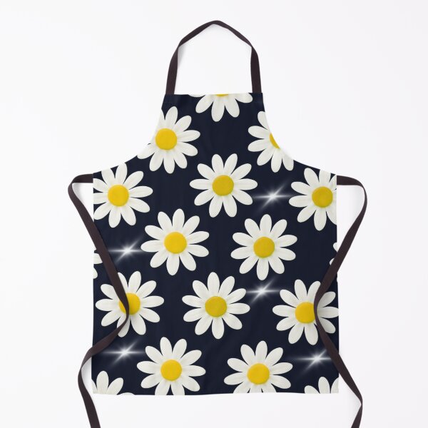 Item preview, White Daisy and Star Pattern on Dark Blue Night Background Sparkle Floral Design designed and sold by daila70.