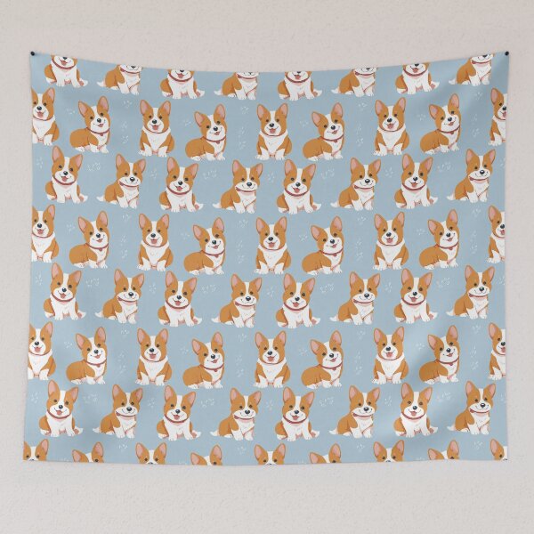 Item preview, Cute Happy Corgi Dog Puppy Pattern Design designed and sold by NicolasGlowArt.