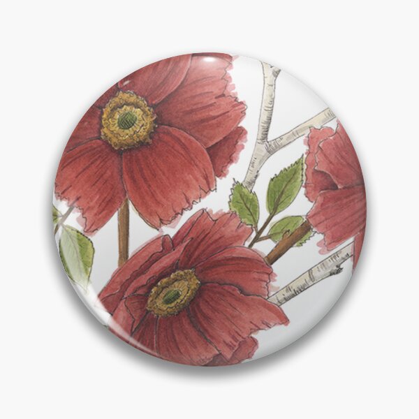 Item preview, Watercolor Red Flower and Birch Branch designed and sold by NaughtyFlorals.