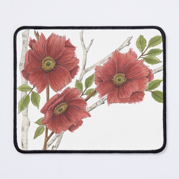 Item preview, Watercolor Red Flower and Birch Branch designed and sold by NaughtyFlorals.
