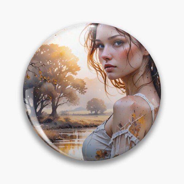 Item preview, Riverbank Serenity: Ethereal Maiden in Golden Hour Light designed and sold by Serene Strokes Art.