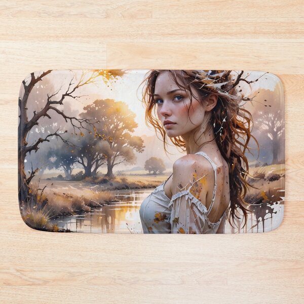 Item preview, Riverbank Serenity: Ethereal Maiden in Golden Hour Light designed and sold by Serene Strokes Art.