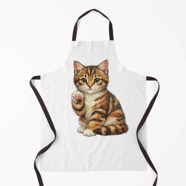 Item preview, Cute Tabby Kitten Waving Paw Embroidery designed and sold by mybunnyparadise.