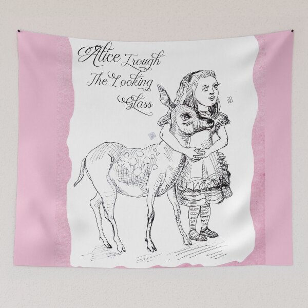 Item preview, Alice Through the Looking-Glass - Alice and the Fawn (ink drawing by ACCI) designed and sold by VanyssaGraphics.