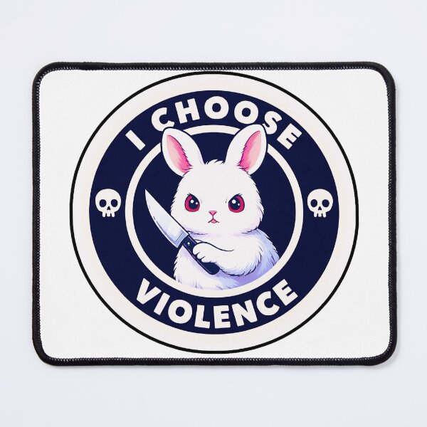 Item preview, I Choose Violence Cute Psycho Bunny - Funny Meme Rabbit with Knife designed and sold by UmarSBazaaR.