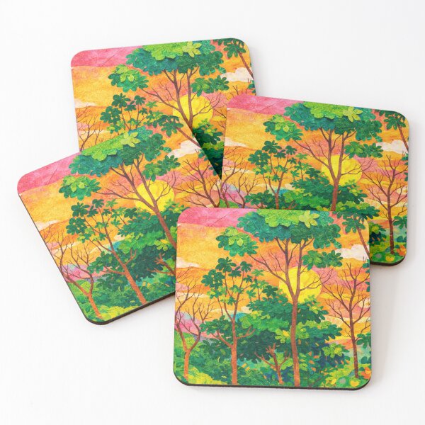 Item preview, Rain Forest View II, Papercut Collage, Mixed Media Digital Illustration designed and sold by SWSandraWechner.