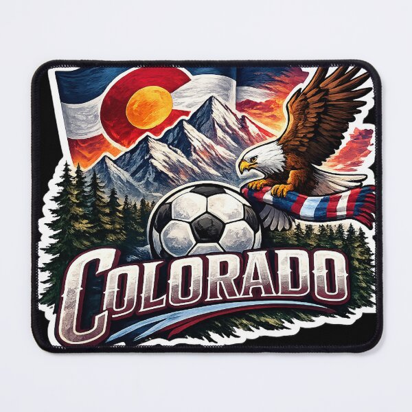 Item preview, Colorado Soccer Design Mountain Skyline Colorado Flag Football Fan Shirt Colorado Sports Gift USA Soccer Graphic Tee designed and sold by GarnerSupplyCo.
