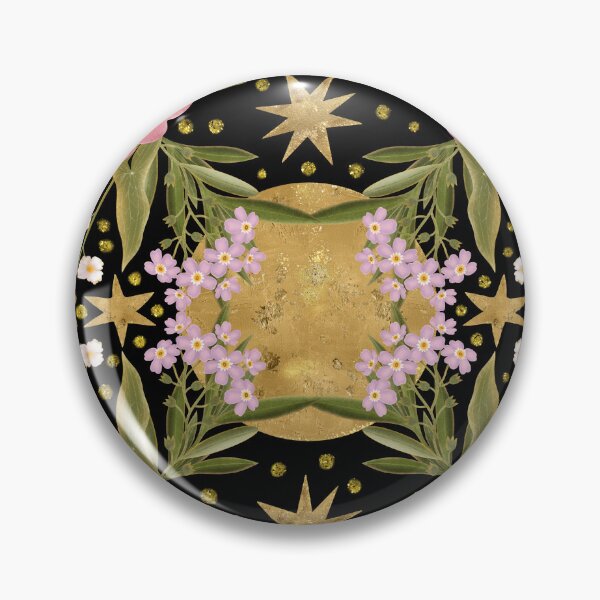 Artikelvorschau, Eine romantische und zauberhafte Komposition aus zartrosa Pfingstrosen, die sich mit himmlischen goldenen Sternen verflechten. entworfen und verkauft von Grin Katalina Floral Patterns & Cozy Art.