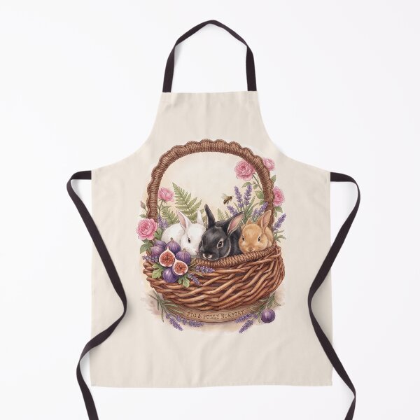 Item preview, Three Bunnies in a Wicker Basket with Figs and Roses: Vintage Nursery Illustration designed and sold by The-HistoryGirl.