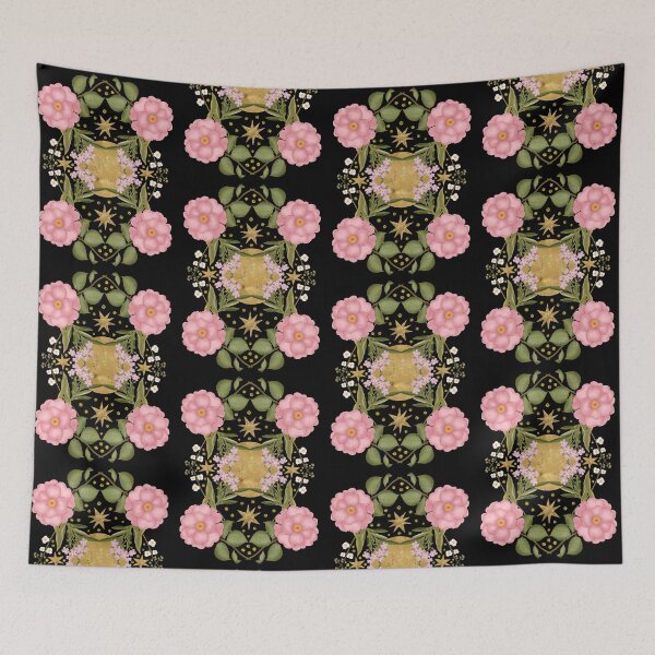 Item preview, A romantic and magical composition of soft pink peonies intertwined with celestial golden stars. designed and sold by Grin Katalina Floral Patterns & Cozy Art.