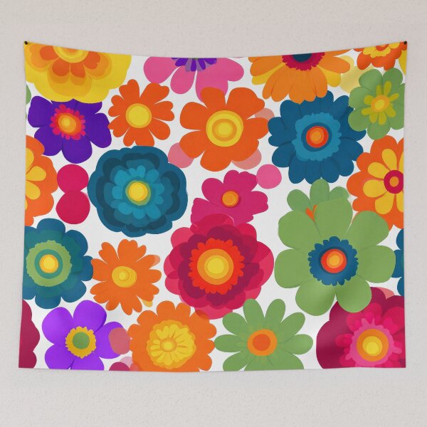 Item preview, Retro 1960's - 1970's Hippie Psychedelic Colorful Flowers Design designed and sold by DEC02.
