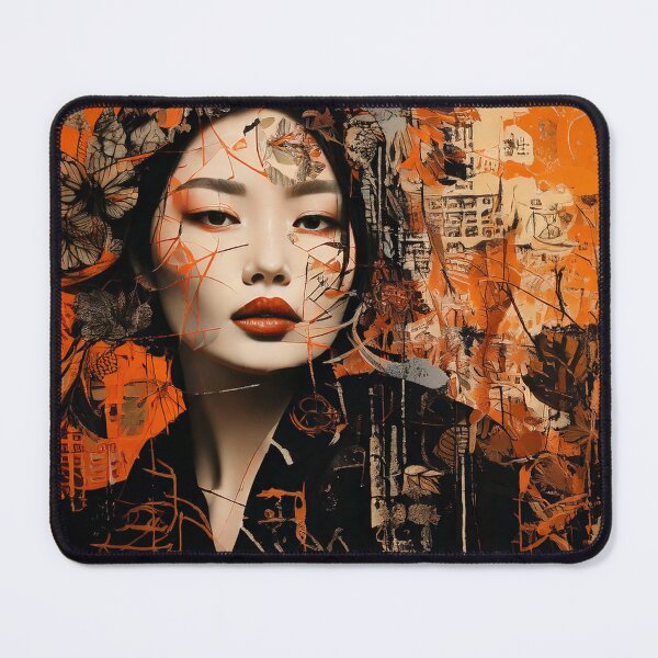 Item preview, Grunge Asian Woman Portrait Orange Black designed and sold by BetweenForms.