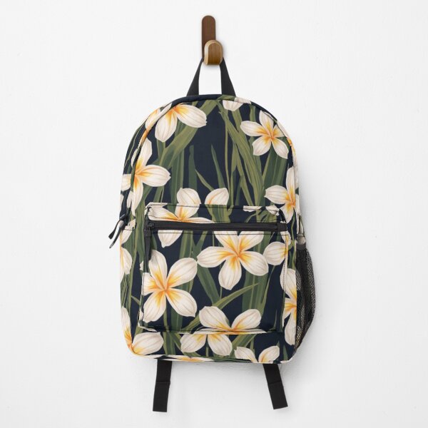 Artikelvorschau, Plumeria-Blumenmuster auf dunkelblauem Hintergrund entworfen und verkauft von burbankdesigns.