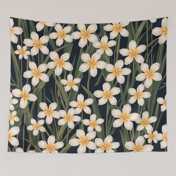 Item preview, Plumeria Flower Design On Dark Blue Background designed and sold by burbankdesigns.