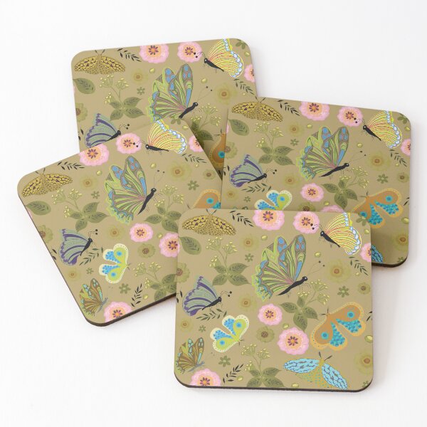 Item preview, Enchanted Moth and Butterfly Garden in warm tones designed and sold by phatlizzardart.