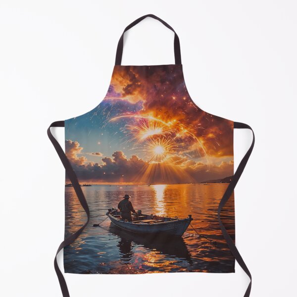 Item preview, Epic Sunset Fireworks Over Ocean Art Print – Dramatic Fisherman Seascape Wall Decor designed and sold by BeautifulVirtues.