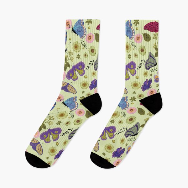 Item preview, Enchanted Moth and Butterfly Garden in lime yellow and purple designed and sold by phatlizzardart.