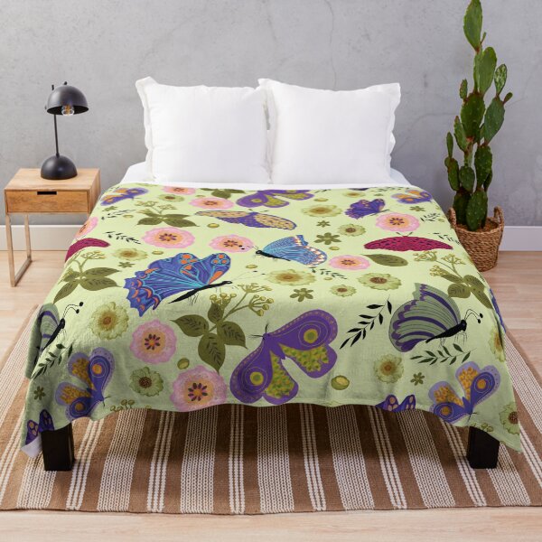 Item preview, Enchanted Moth and Butterfly Garden in lime yellow and purple designed and sold by phatlizzardart.