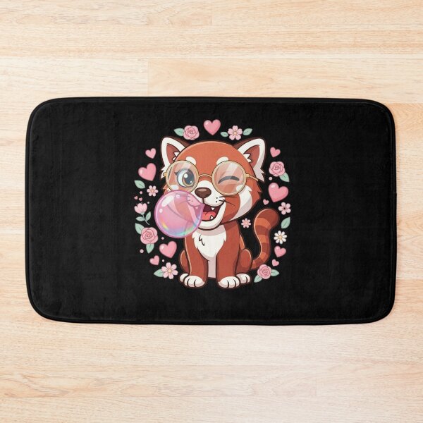Item preview, Red Panda Blowing Pink Bubble Gum Girly Kawaii Hearts & Flowers Aesthetic  designed and sold by bilal sibgui.