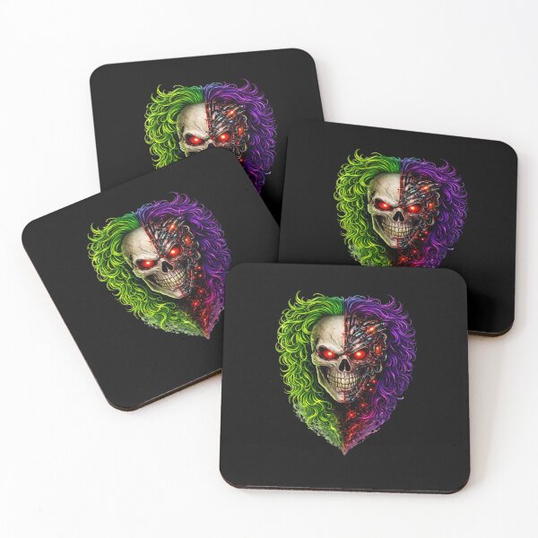 Item preview, Cyber Skull Split – Neon Green & Purple Glitch with Red Eyes designed and sold by unglaublichGut.