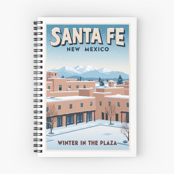 Item preview, Santa Fe Winter Plaza Retro Poster Sticker & Notebook designed and sold by bobparduephoto.