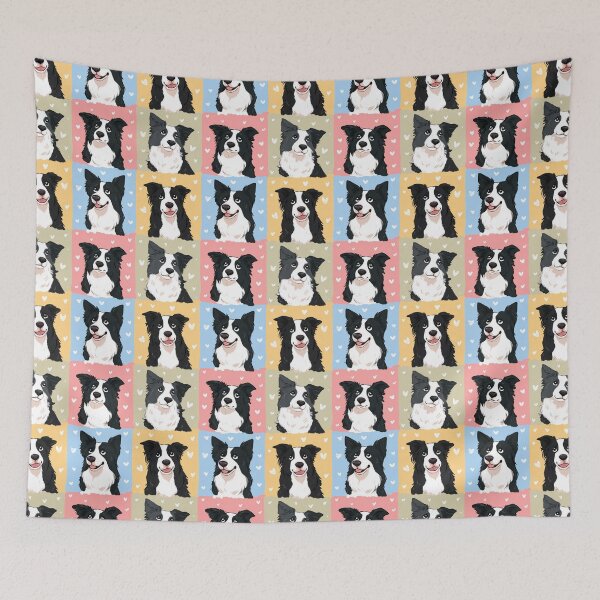 Aperçu de l'œuvre Motif cœurs pour amoureux des Border Collies mignons créée et vendue par NicolasGlowArt.