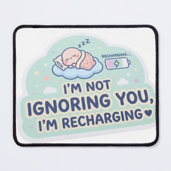 Item preview, I’m Not Ignoring You I’m Recharging Sticker – Funny Introvert Aesthetic Sticker designed and sold by CutePlix.