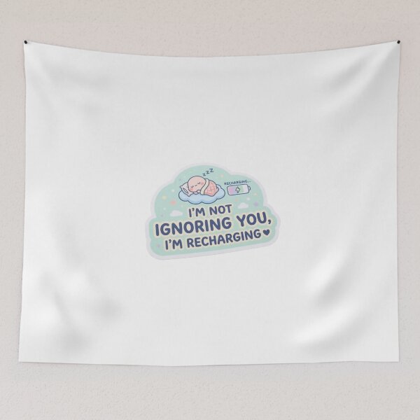 Item preview, I’m Not Ignoring You I’m Recharging Sticker – Funny Introvert Aesthetic Sticker designed and sold by CutePlix.