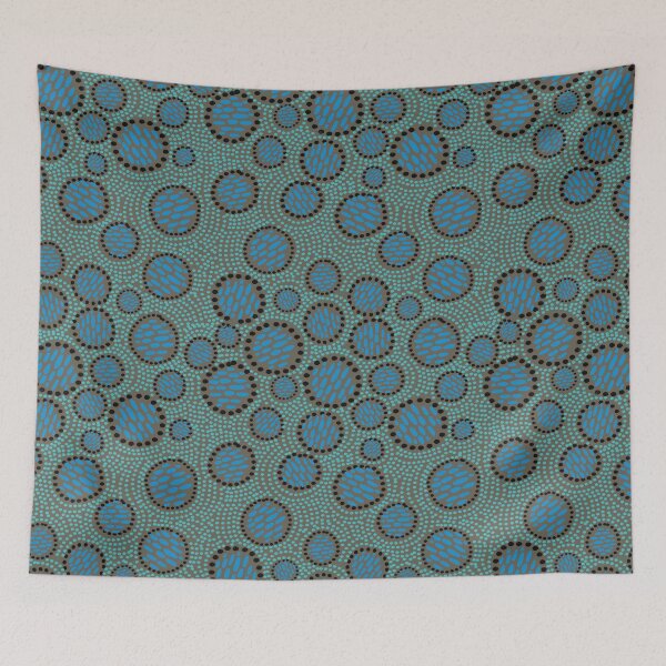 Item preview, Bold shweshwe inspired blooms blue and turquoise designed and sold by phatlizzardart.