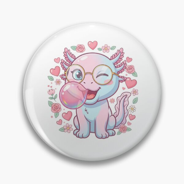 Item preview, Funny Axolotl Blowing Pink Bubble Gum Kawaii Girly Hearts & Flowers Aesthetic Design designed and sold by bilal sibgui.