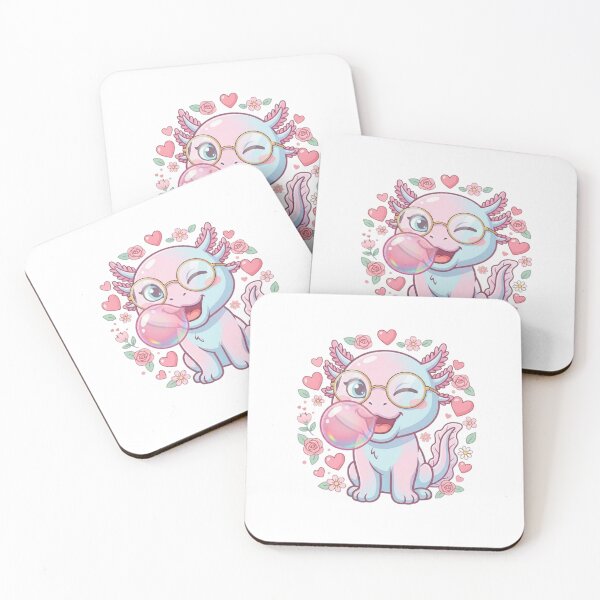 Item preview, Funny Axolotl Blowing Pink Bubble Gum Kawaii Girly Hearts & Flowers Aesthetic Design designed and sold by bilal sibgui.